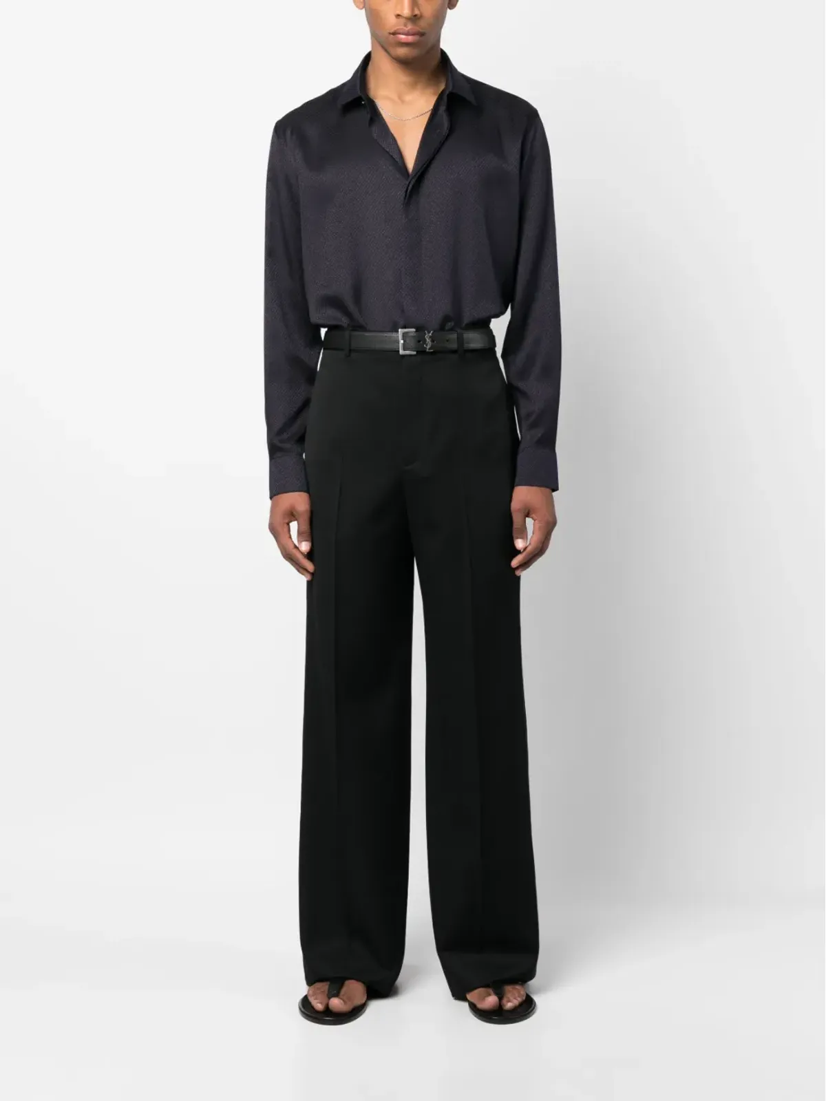 Saint Laurent シルクウールシャツ ブルー - 画像2