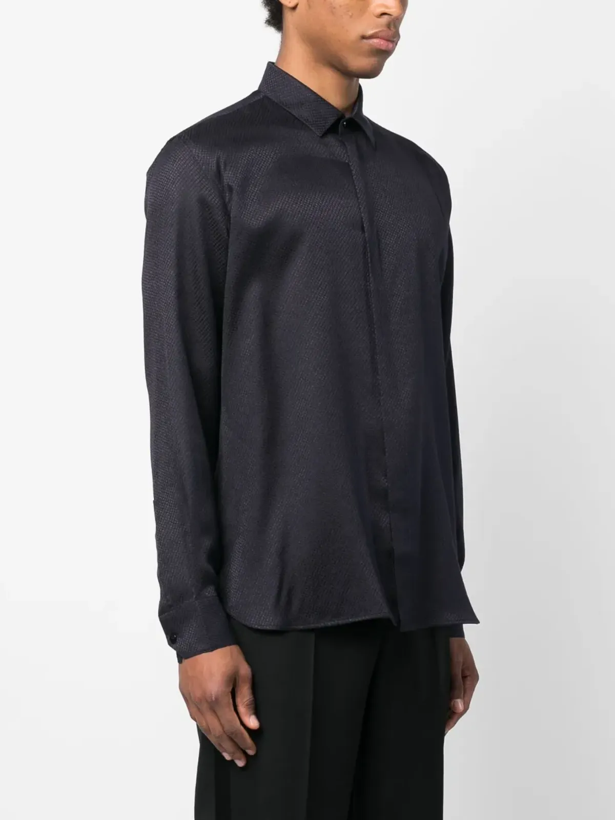 Saint Laurent シルクウールシャツ ブルー - 画像3