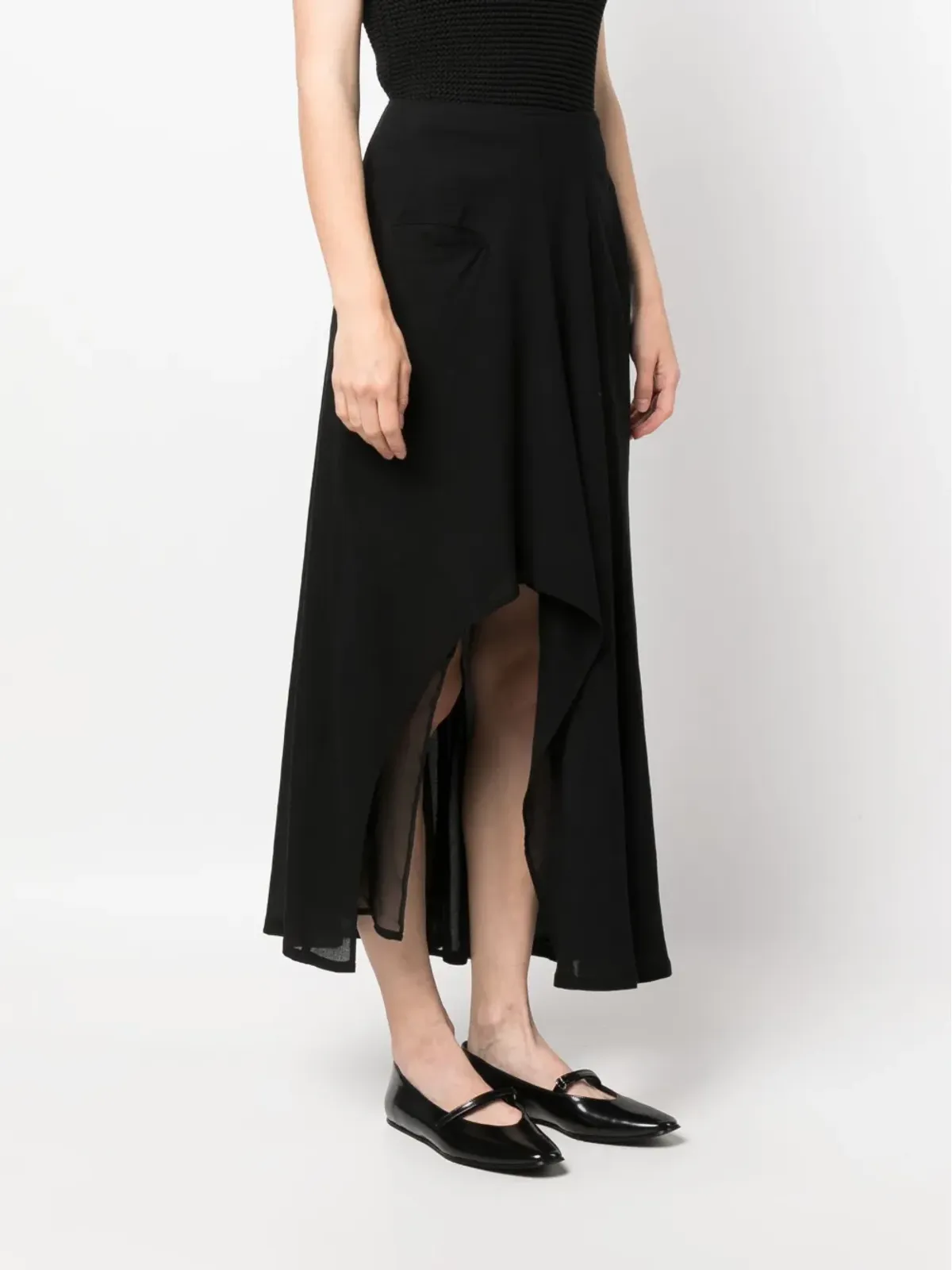 Yohji Yamamoto アシンメトリーミディスカート - 画像3