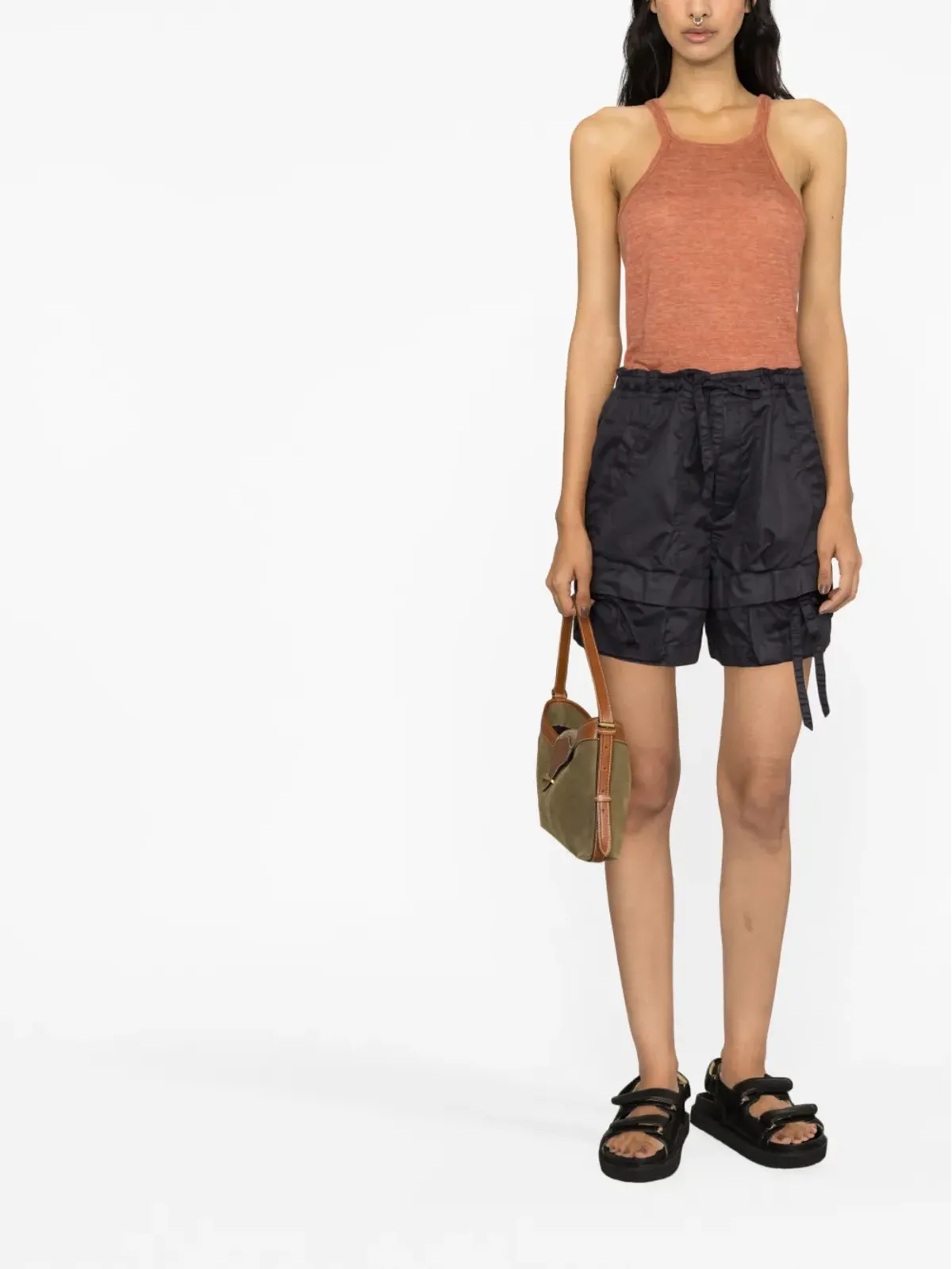 ISABEL MARANT ドローストリングコットンショーツ - グレー - 画像2