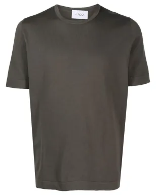 D4.0 ショートスリーブ ファインリブ Tシャツ - ブラウン - サムネイル1