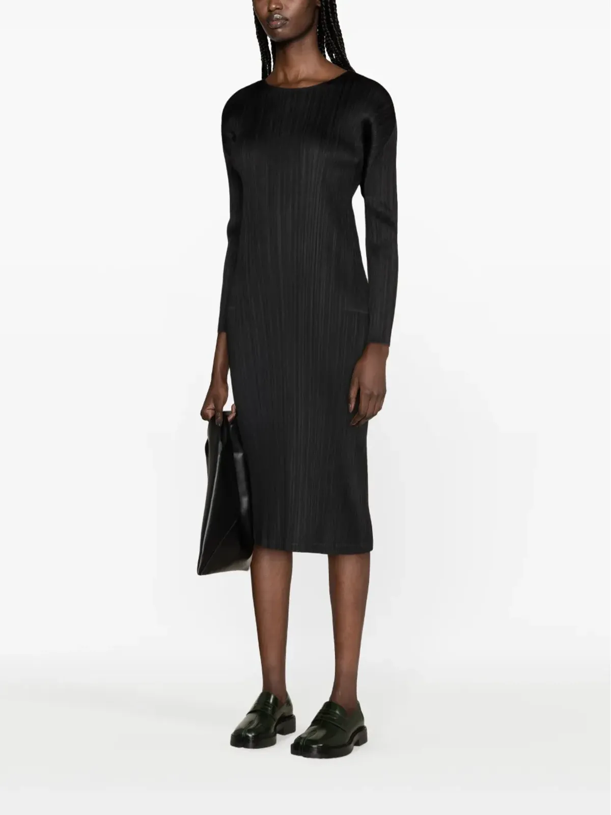 Pleats Please Issey Miyake セプテンバー プリーツサテン ミディドレス - 画像2
