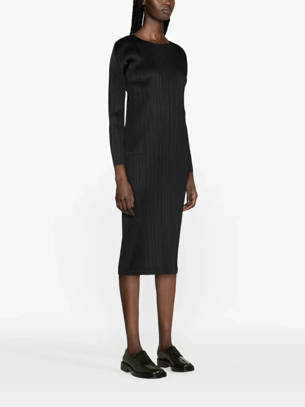 Pleats Please Issey Miyake セプテンバー プリーツサテン ミディドレス - 画像3