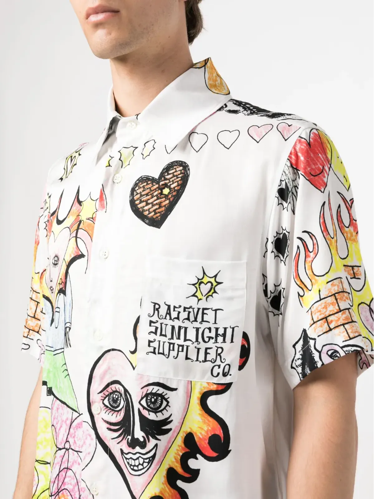 RASSVET ドローストリングス グラフィックプリント シャツ - 画像5