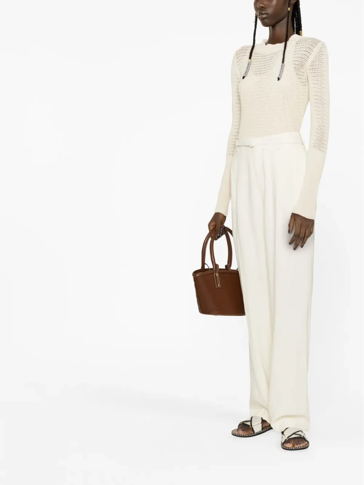 Ralph Lauren Collection スタンフォード ベルト付きストレートレッグ ウールパンツ - 画像2