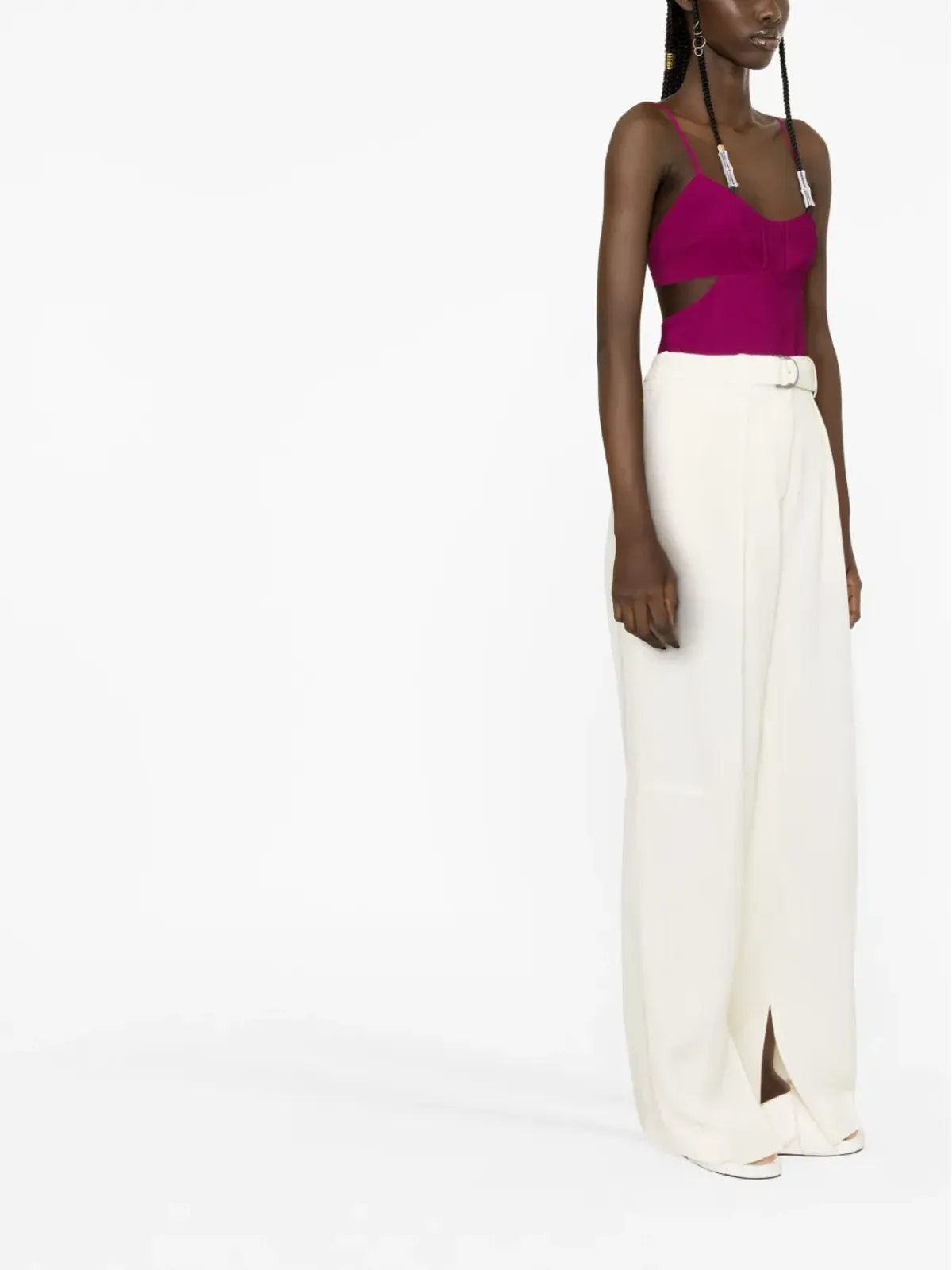Jil Sander ベルト付きワイドレッグパンツ - 画像3