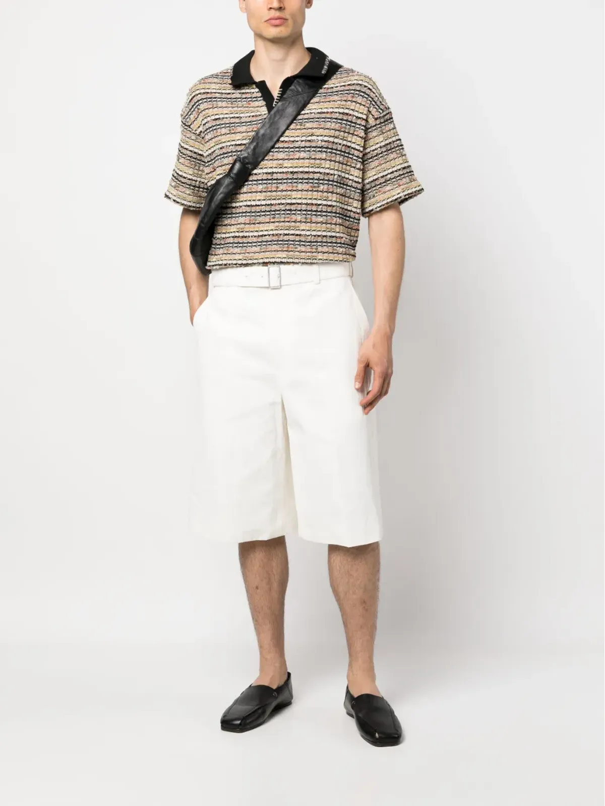 Jil Sander フレアリネン ベルマーダショーツ - 画像2