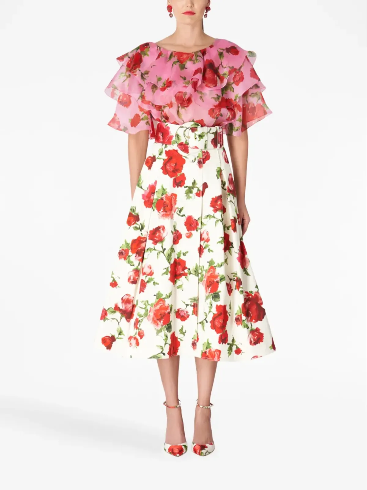 Carolina Herrera 花柄プリントのAラインスカート - 画像2
