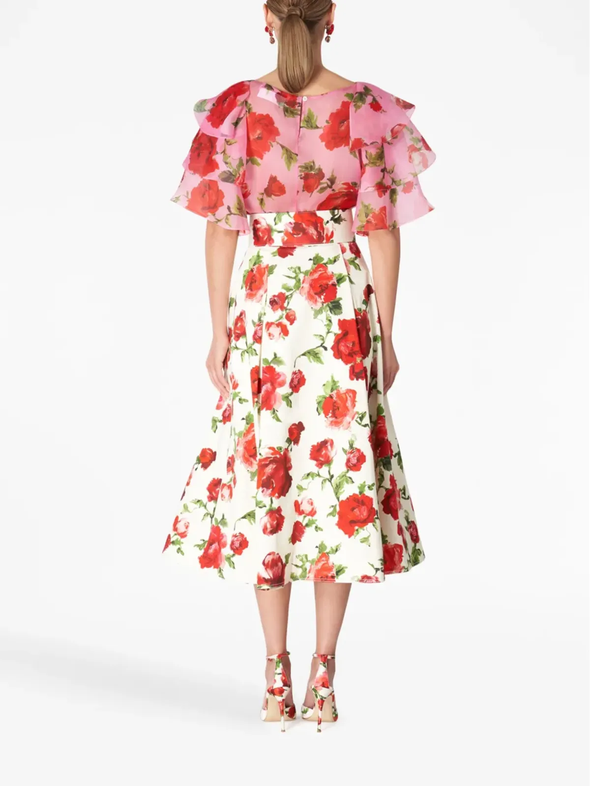 Carolina Herrera 花柄プリントのAラインスカート - 画像3