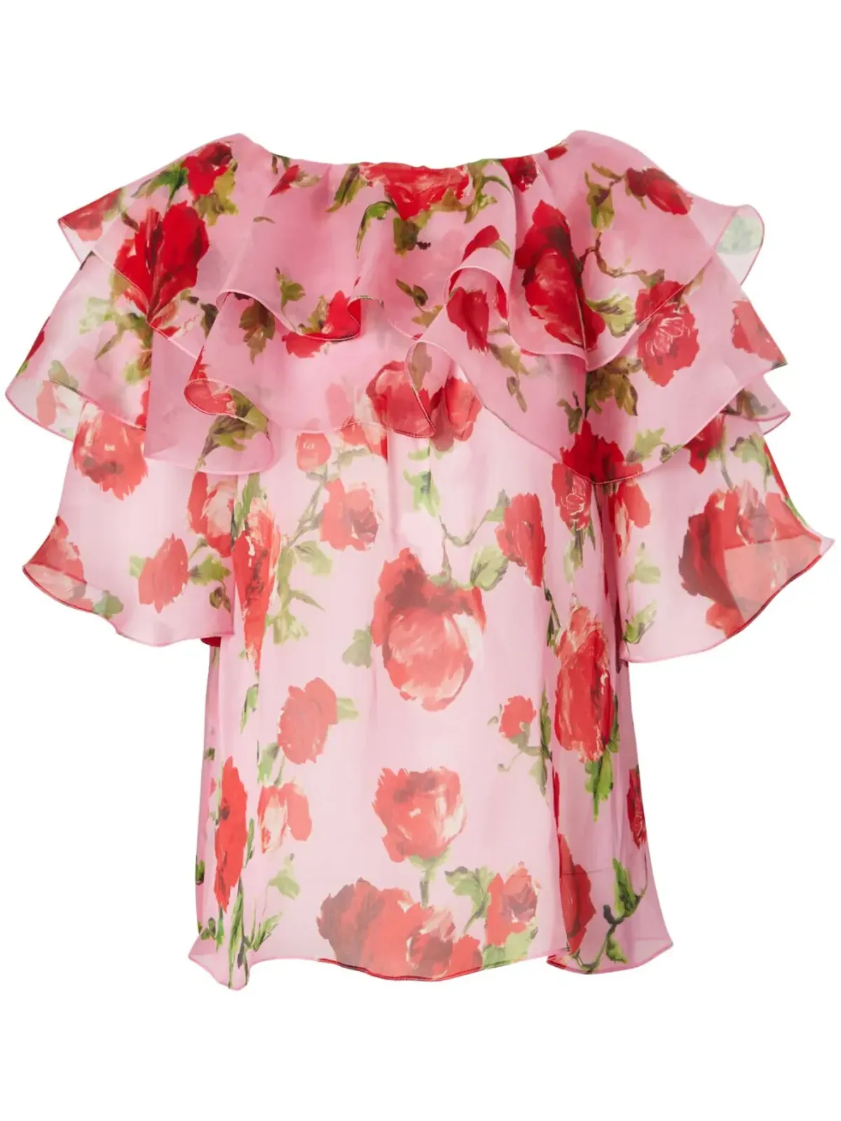 Carolina Herrera 花柄プリント シルク ブラウス - 画像1