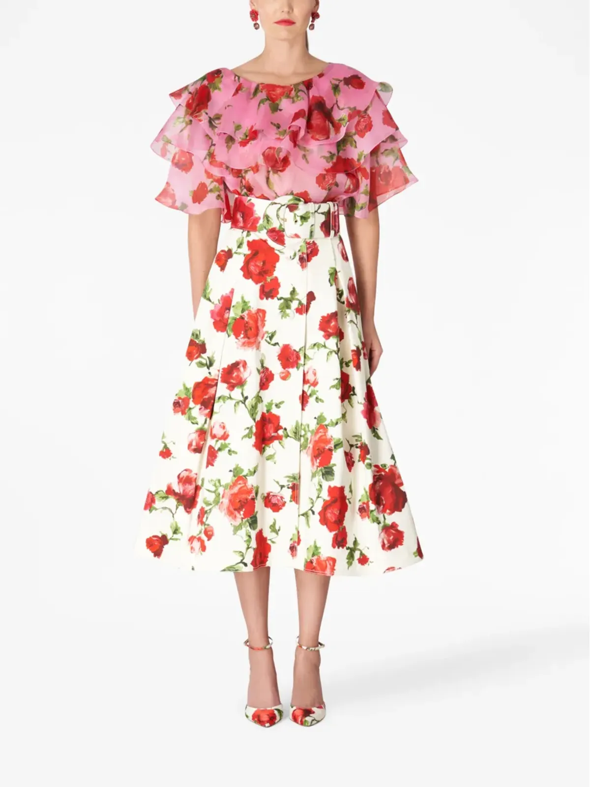 Carolina Herrera 花柄プリント シルク ブラウス - 画像2