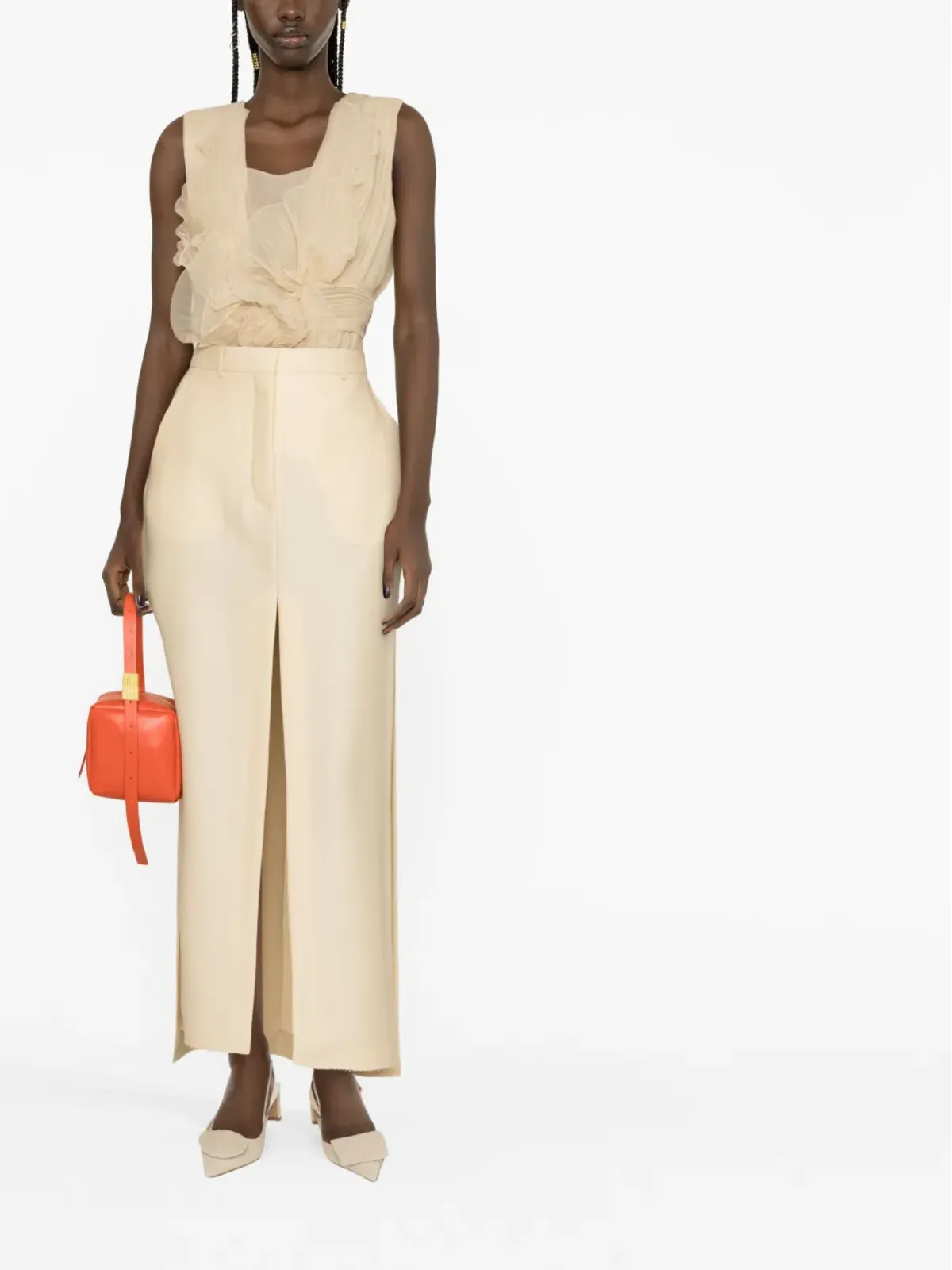 Lanvin Aラインスリットマキシスカート - 画像2