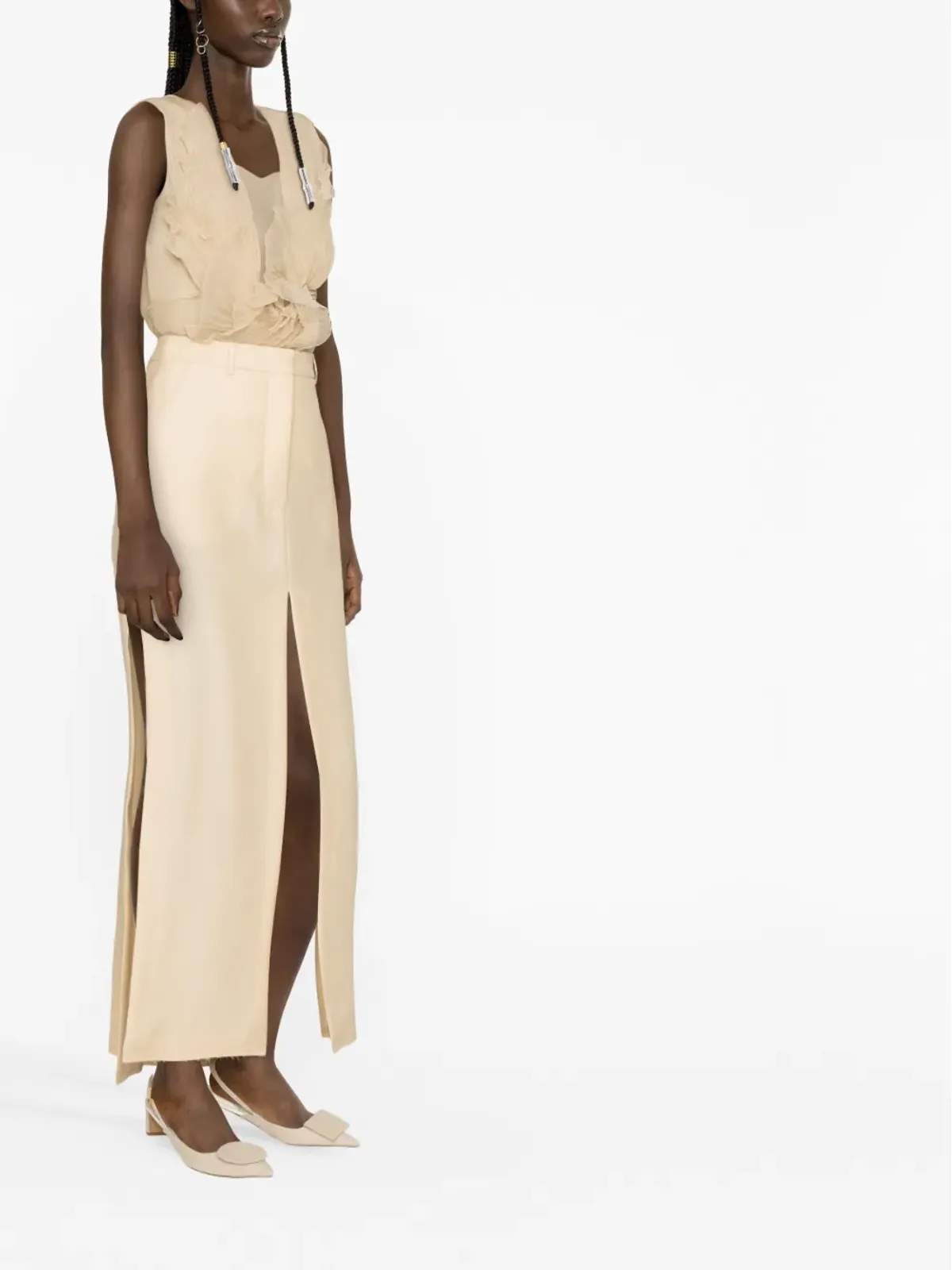 Lanvin Aラインスリットマキシスカート - 画像3