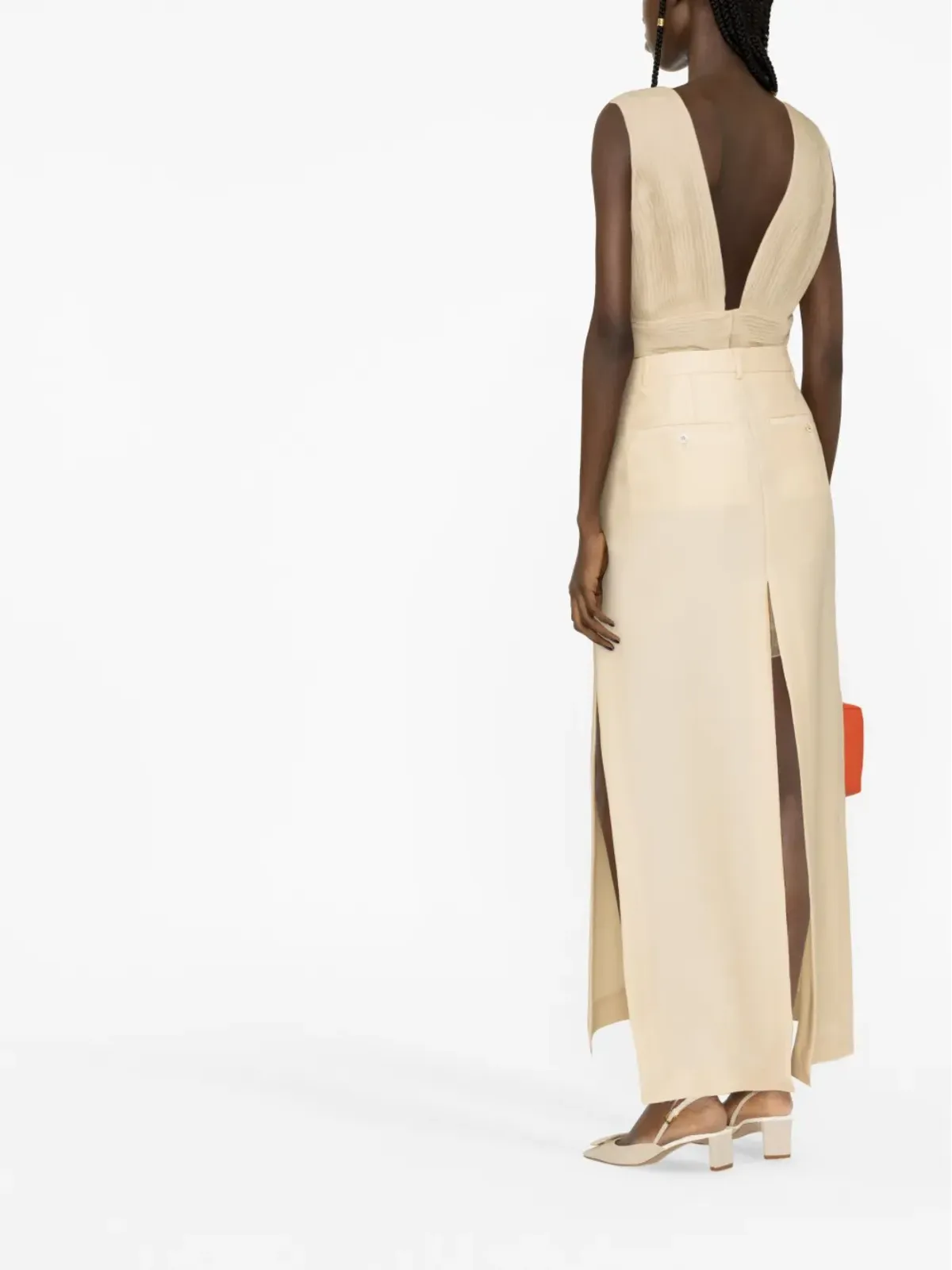 Lanvin Aラインスリットマキシスカート - 画像4