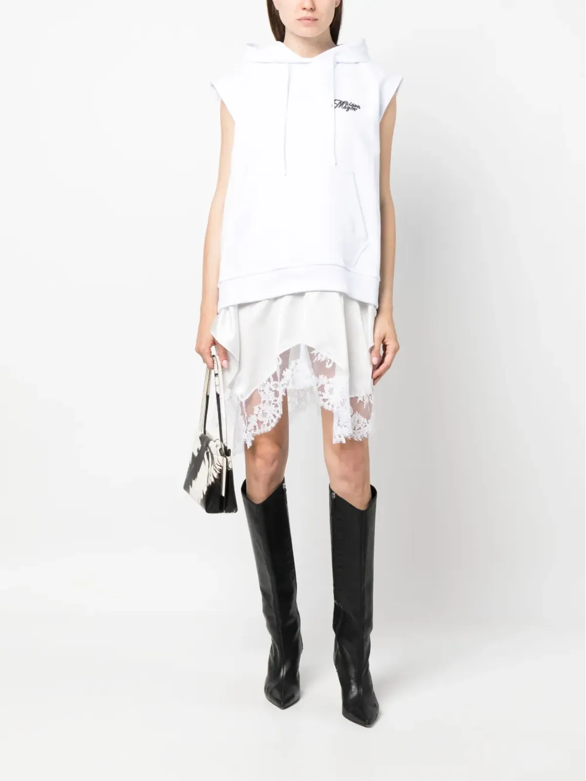 MSGM ロゴプリント レーストリム ミニドレス - 画像2