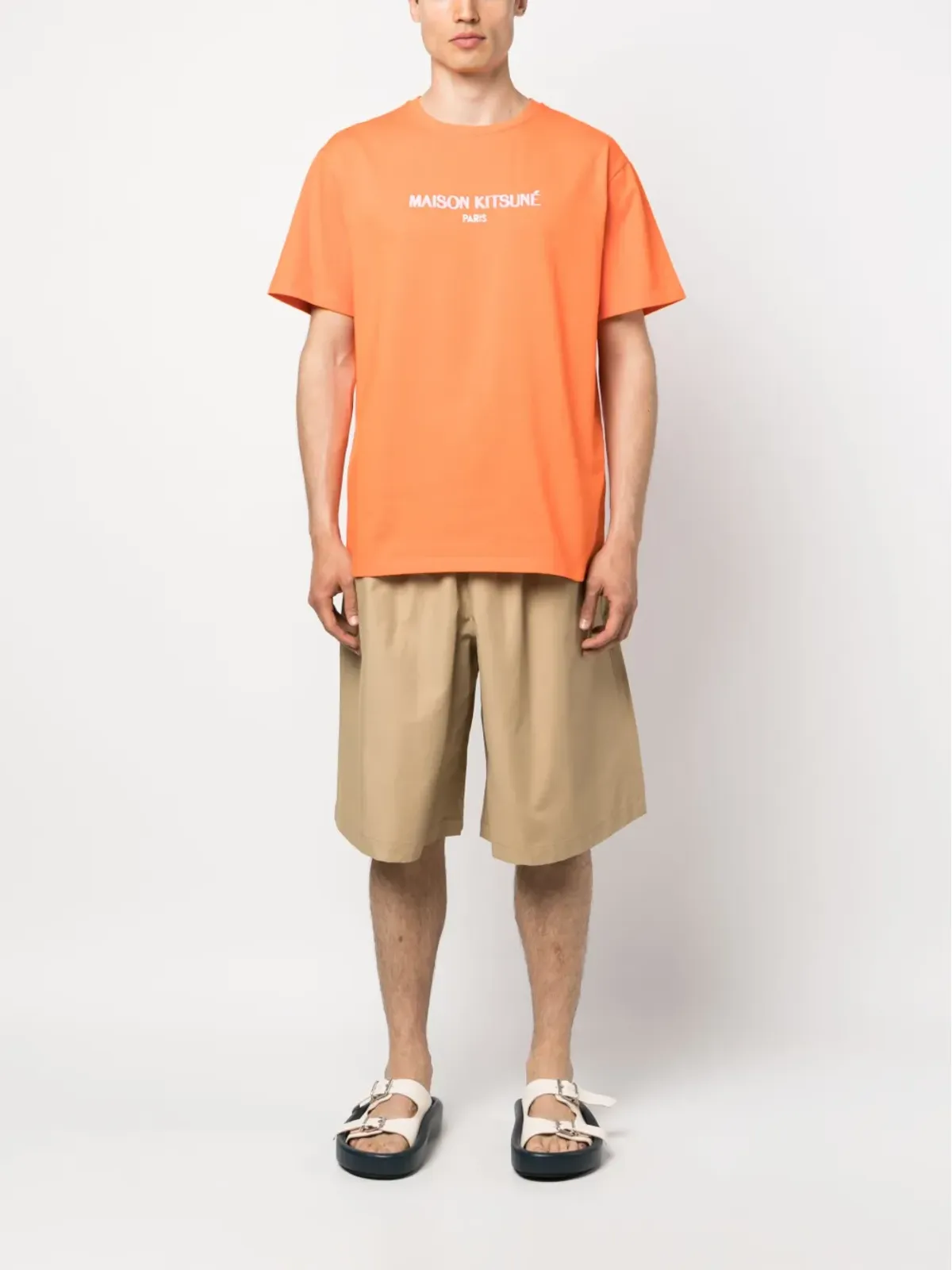 Maison Kitsuné ワイドレッグ ドローストリングウエストショーツ（ニュートラルカラー） - 画像2