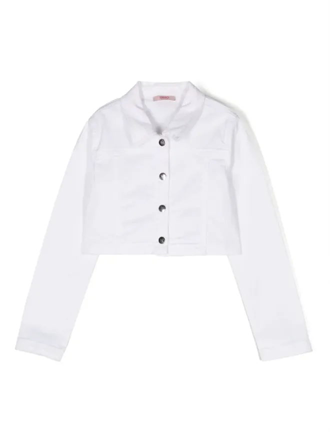 Liu Jo Kids Liu Jo Kids ロゴパッチ付きクロップドデニムジャケットの商品画像