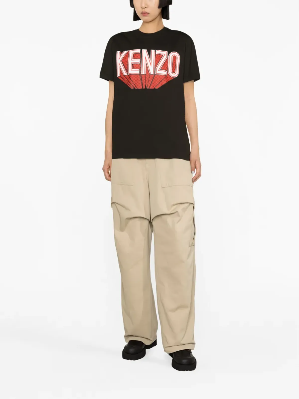 Kenzo ロゴプリント半袖Tシャツ - ブラック - 画像2