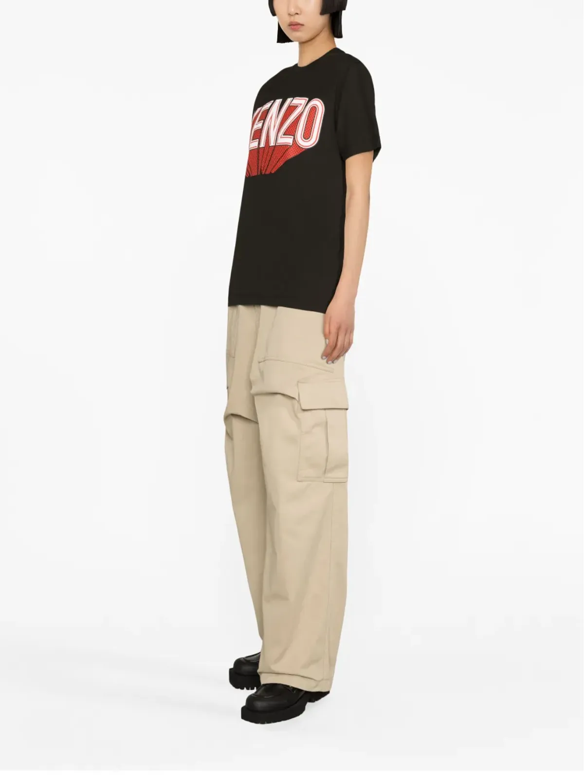 Kenzo ロゴプリント半袖Tシャツ - ブラック - 画像3