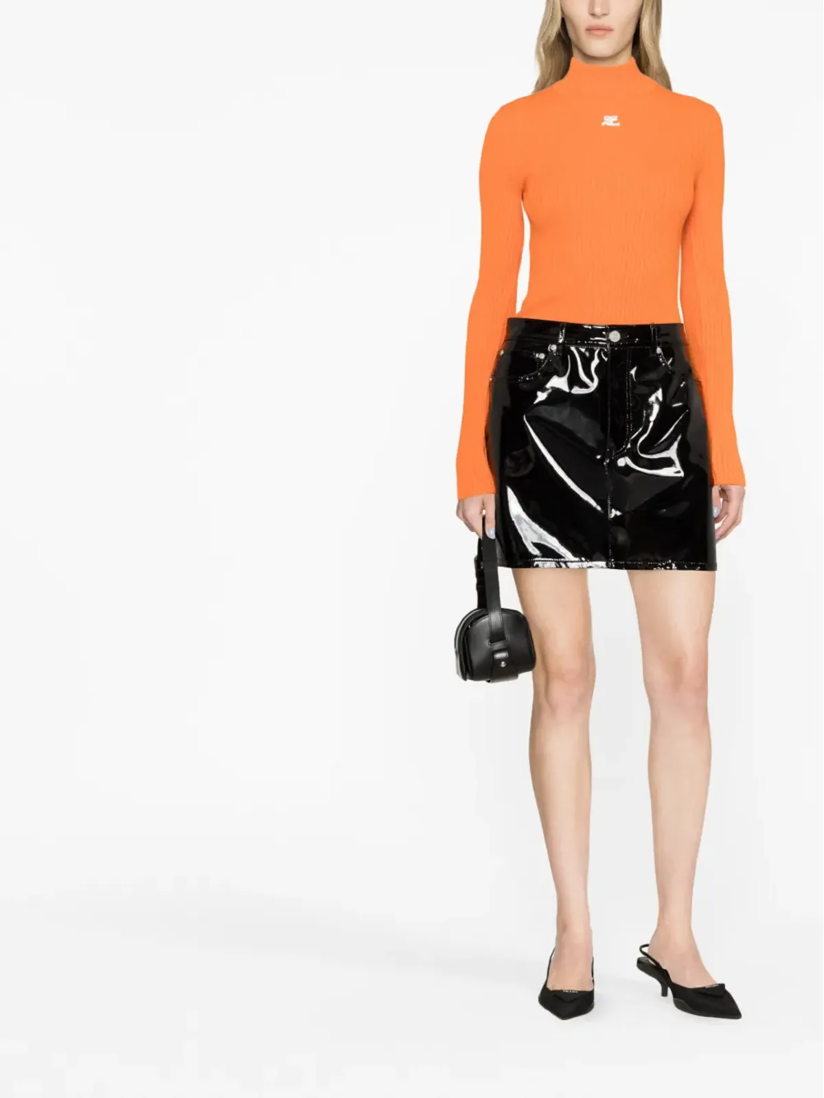 Courrèges ハイネック長袖ニットトップ - オレンジ - 画像2
