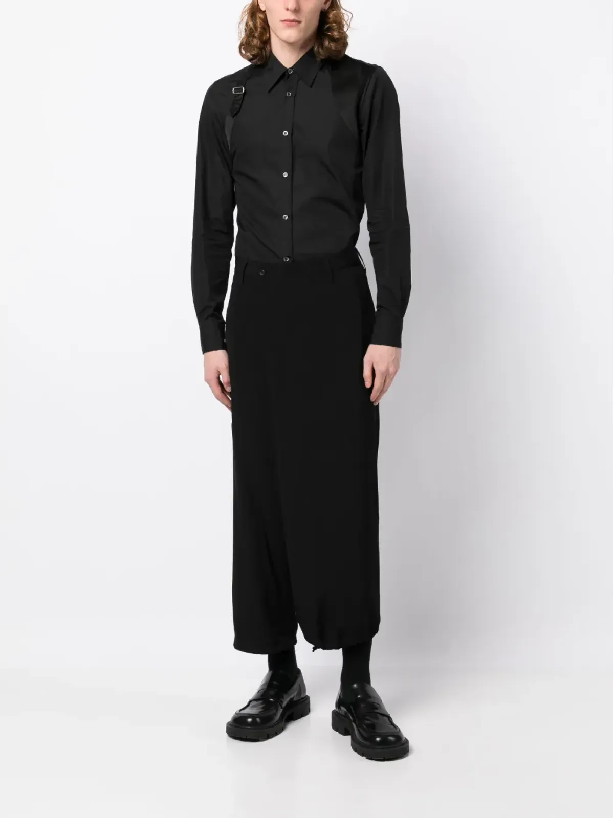 Yohji Yamamoto アシンメトリック クロップドパンツ - 画像2
