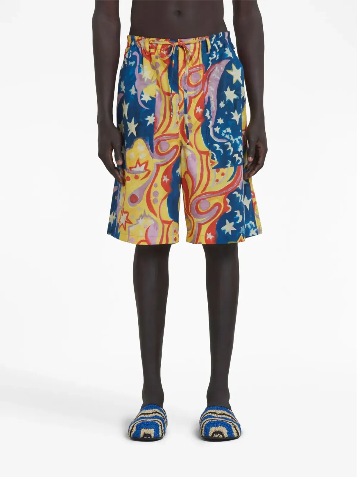 Marni グラフィックプリント ドロップクロッチ ショーツ ブルー - 画像3