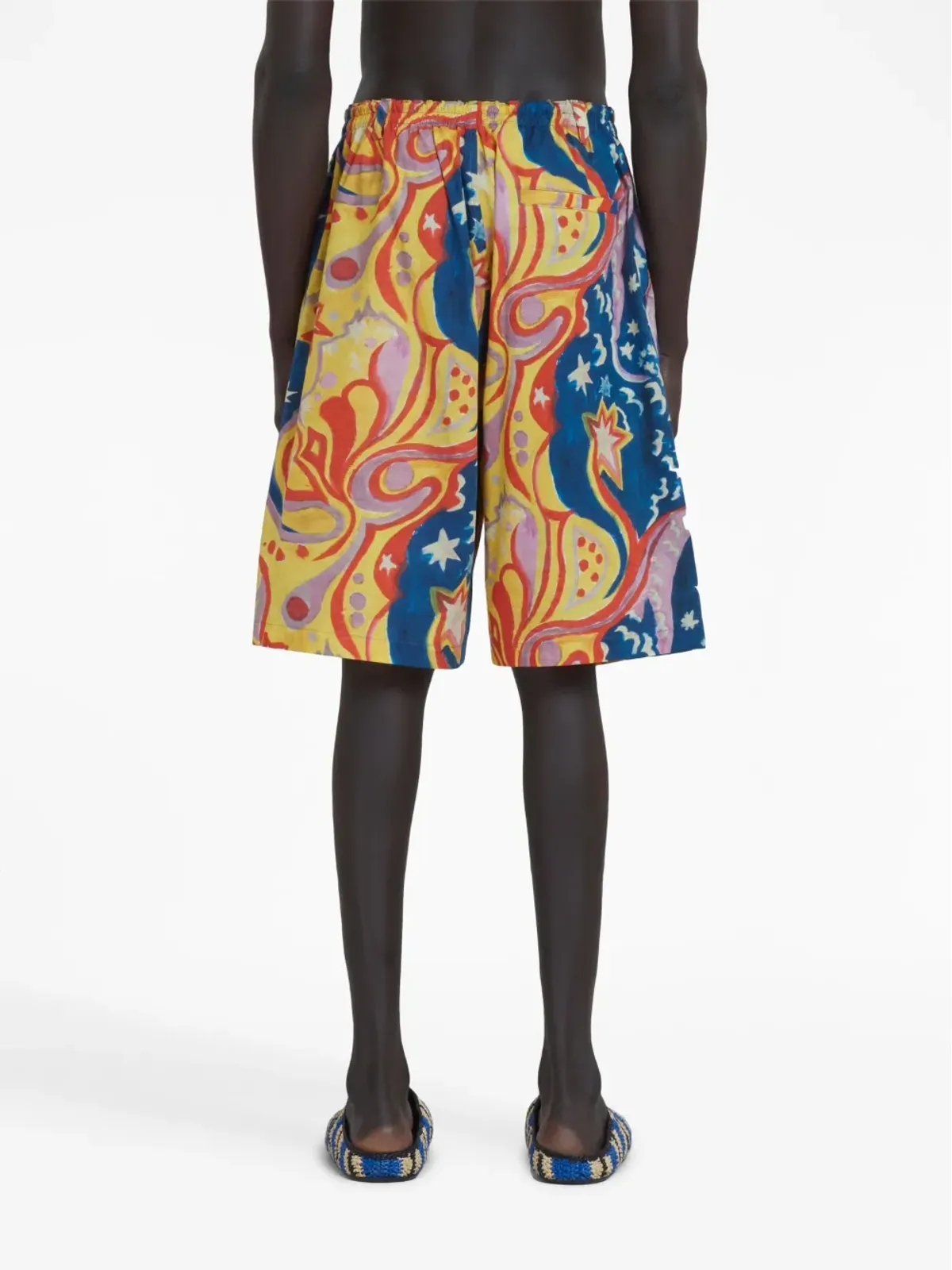 Marni グラフィックプリント ドロップクロッチ ショーツ ブルー - 画像4