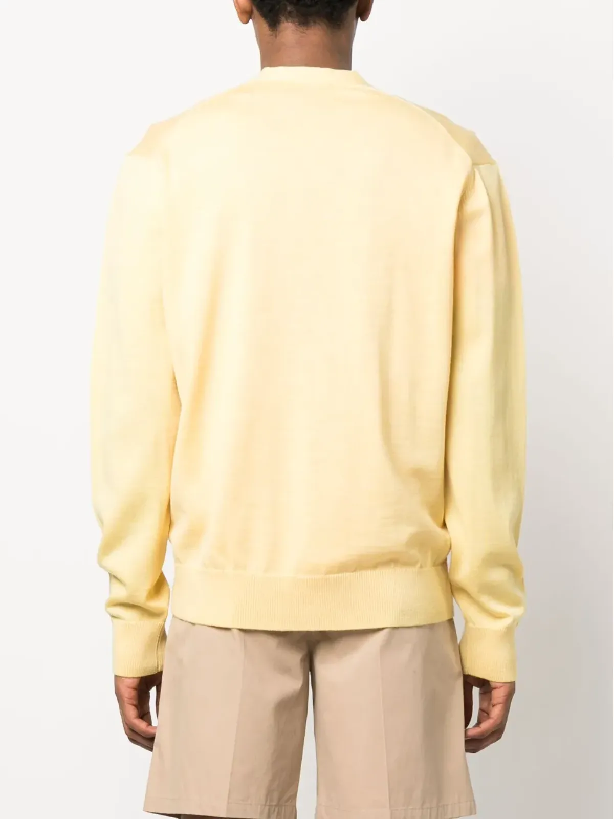 Maison Kitsuné フォックスヘッドパッチ付きニットカーディガン - イエロー - 画像4