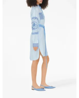 Burberry monument-print belted silk shirt dress - Blue - サムネイル3