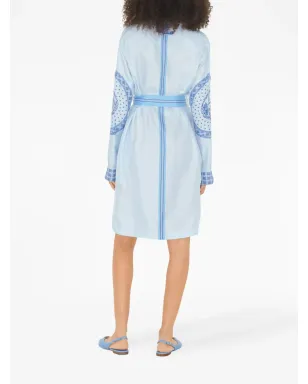 Burberry monument-print belted silk shirt dress - Blue - サムネイル4