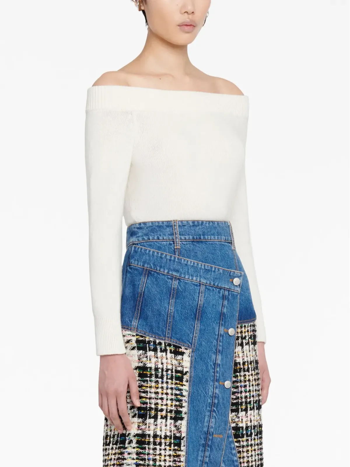 Alexander McQueen オフショルダー リブ編みトリム ジャンパー - 画像5