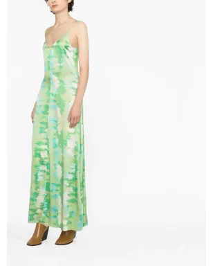 GANNI 水彩プリントのスリップドレス - グリーン - サムネイル3