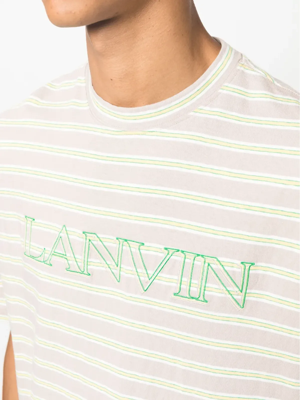 Lanvin ストライプ ロゴ刺繍 Tシャツ - 画像5