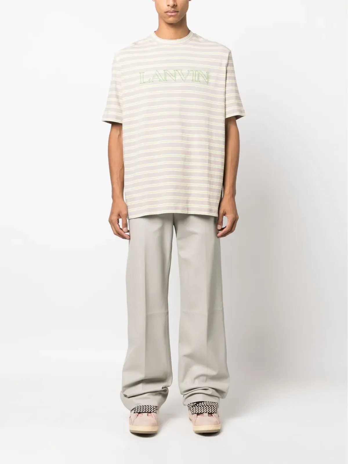 Lanvin ストライプ ロゴ刺繍 Tシャツ - 画像2