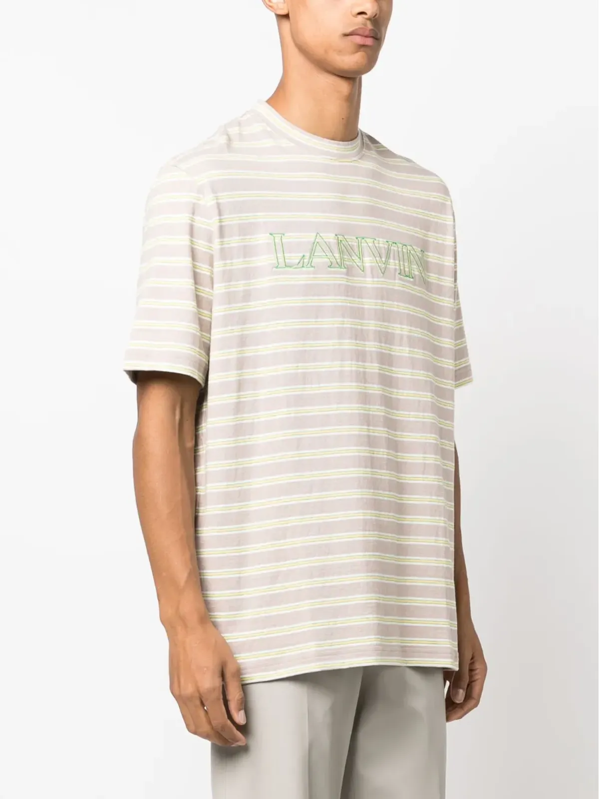Lanvin ストライプ ロゴ刺繍 Tシャツ - 画像3