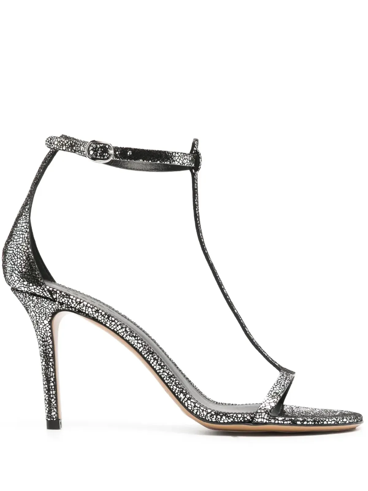 ISABEL MARANT crackled leather sandals - Silver - 画像1