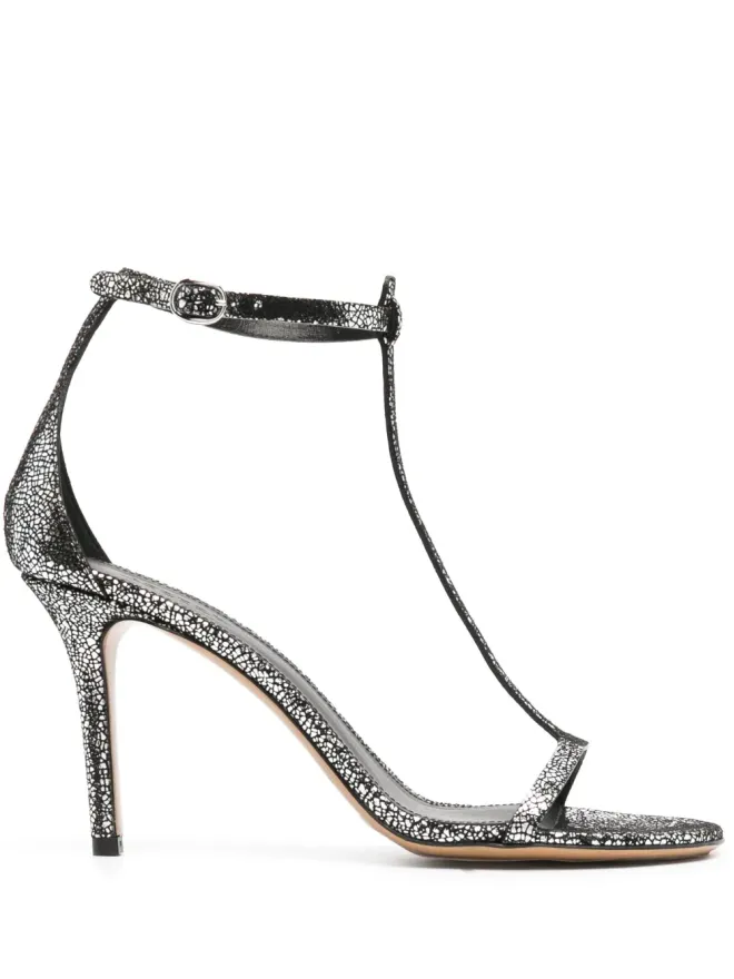 Isabel Marant ISABEL MARANT crackled leather sandals - Silverの商品画像