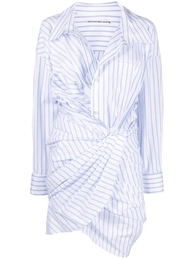 Alexander Wang Alexander Wang ストライプ柄アシンメトリックシャツドレスの商品画像