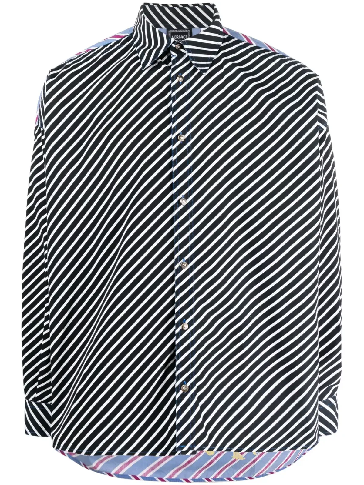 Versace Pre-Owned 1990年代 グラフィックプリント ストライプシャツ - ブルー - 画像1