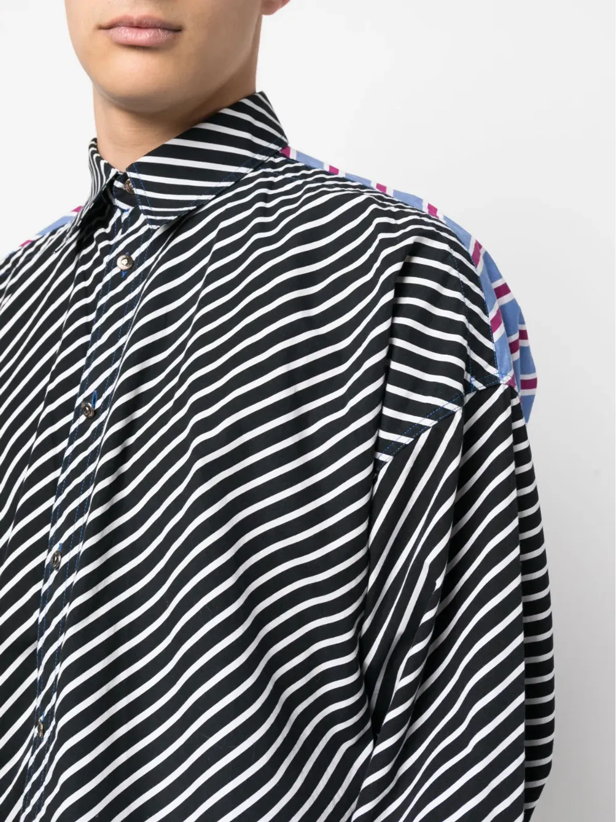 Versace Pre-Owned 1990年代 グラフィックプリント ストライプシャツ - ブルー - 画像5