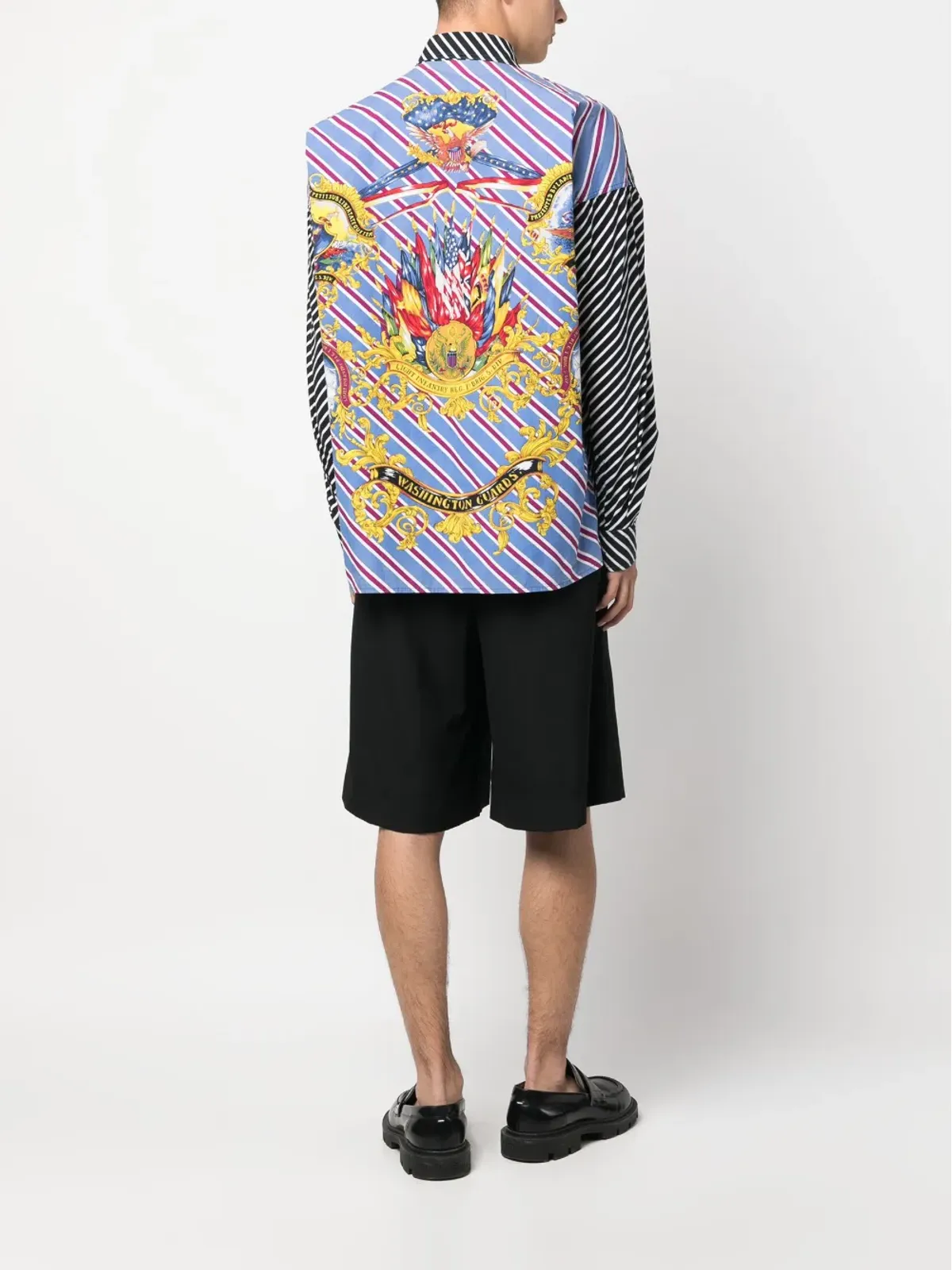 Versace Pre-Owned 1990年代 グラフィックプリント ストライプシャツ - ブルー - 画像2