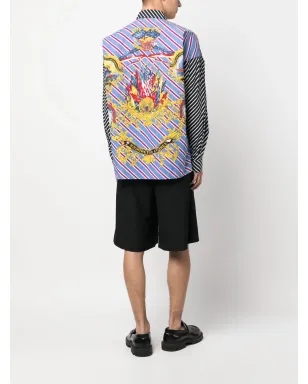 Versace Pre-Owned 1990年代 グラフィックプリント ストライプシャツ - ブルー - サムネイル2