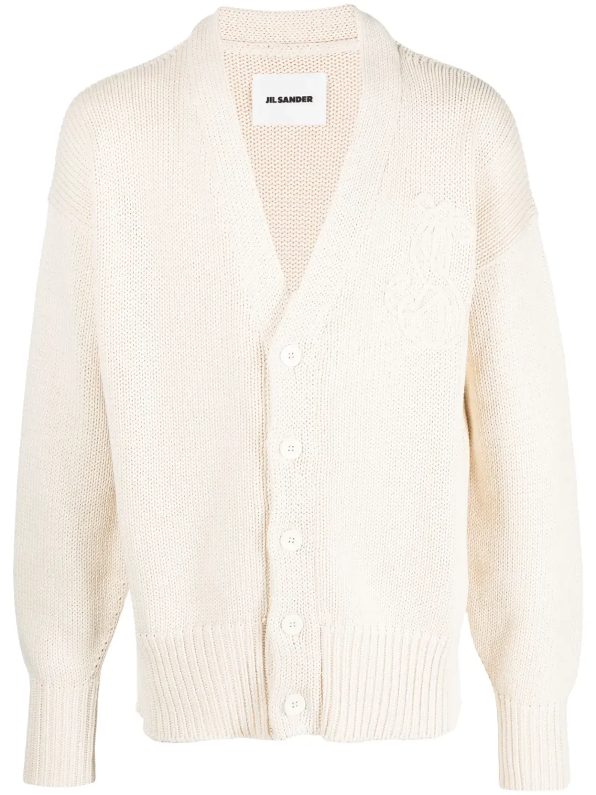 Jil Sander 刺繍ロゴ入りコットンカーディガン - 画像1