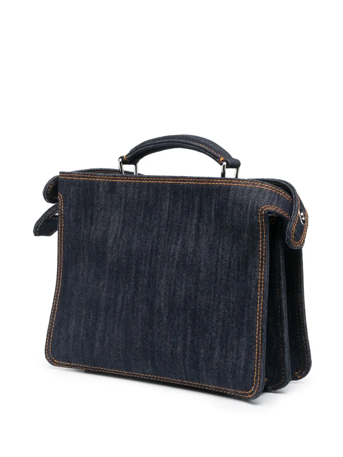 FENDI コントラストステッチデニム トートバッグ ブルー - 画像3