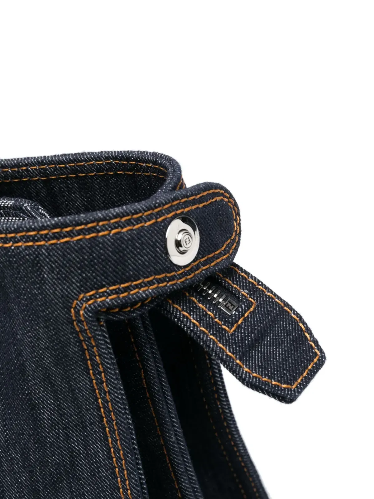 FENDI コントラストステッチデニム トートバッグ ブルー - 画像4