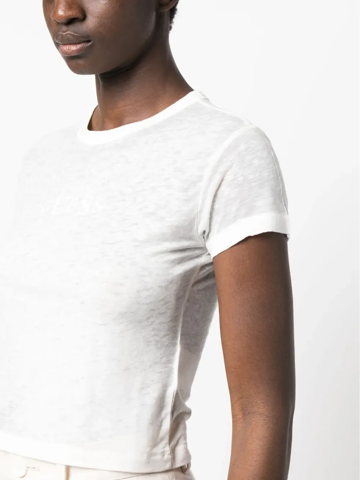GUESS USA ロゴプリント クロップドTシャツ - White - 画像5
