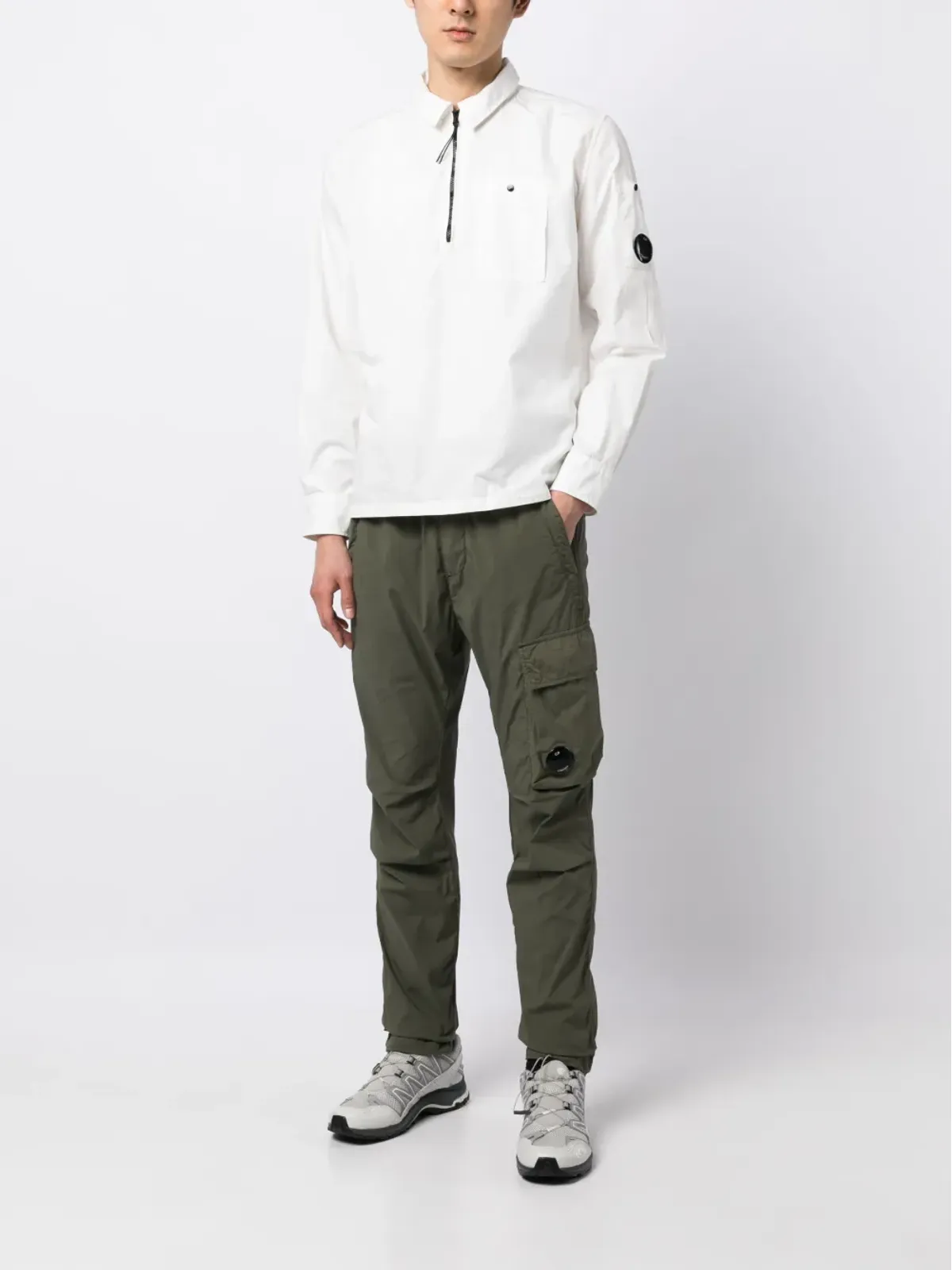 C.P. Company ロゴプレート付き ハーフジップシャツ - 画像2