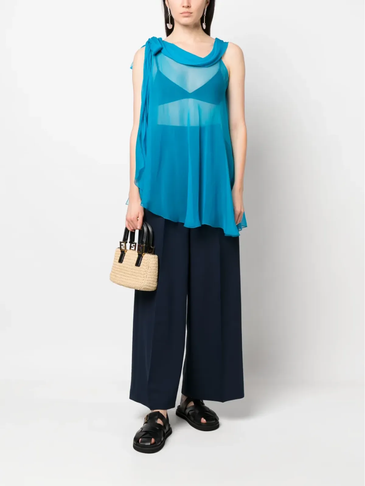 Alberta Ferretti セミシアー アシンメトリーブラウス - 画像2