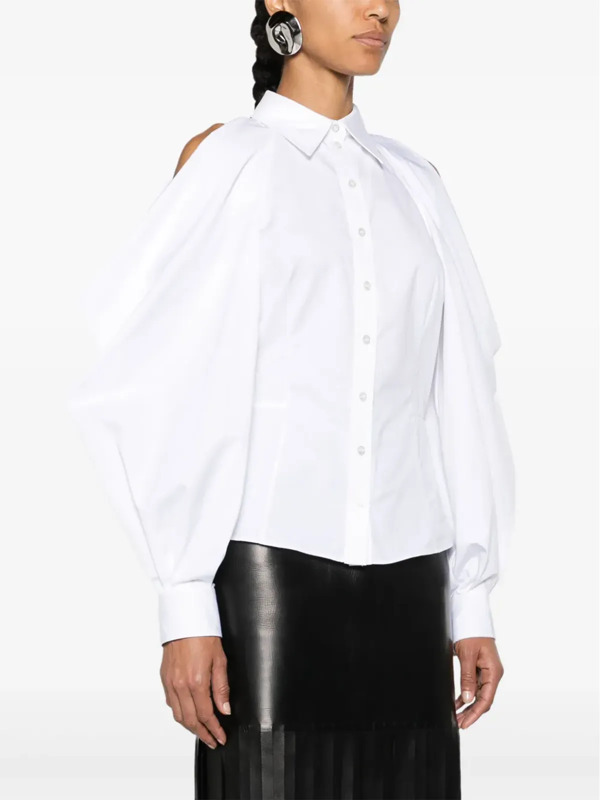 Alexander McQueen スラッシュドレープスリーブシャツ - 画像3