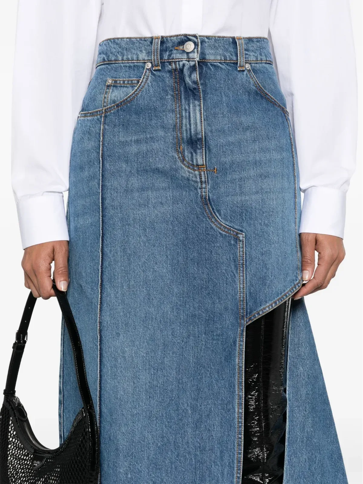Alexander McQueen スラッシュデニムミディスカート - 画像5